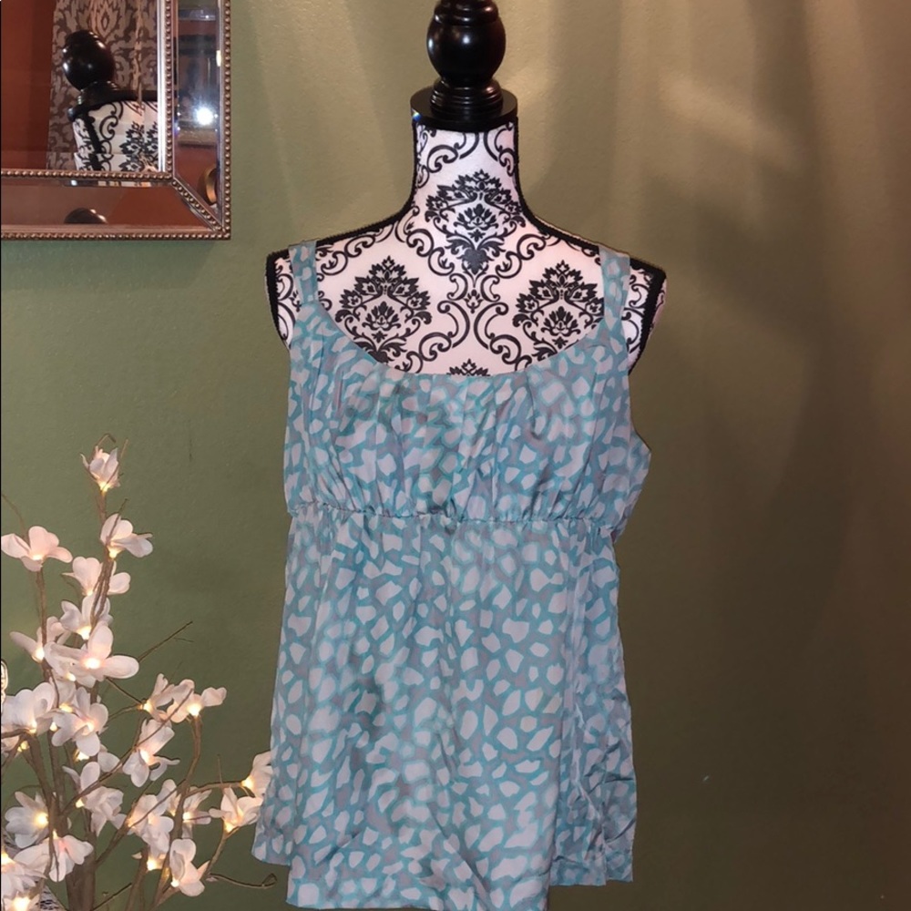 Grey/turquoise top